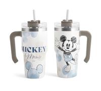 H&H Mug thermique en acier inoxydable avec paille Mickey Blogger - 600 ml, garde des boissons chaudes et froides, design moderne