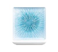 H&H Neptune Plat Carré En Porcelaine, 27Cm, Bleu