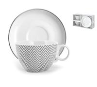 H&h Paquet De 2 Tasses Jumbo En Porcelaine Avec Soucoupes