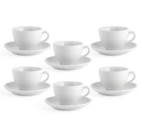 H&H Paquet De 6 Cafés Pearl Avec Assiette En Porcelaine Blanche CC 90