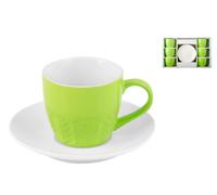 H&h Paquet De 6 Tasses À Café En Porcelaine Nouvelle Avec Assiette Verte