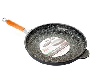 H&H Poêle à Frire antiadhésive Low Stone Manche Bois cm32 d