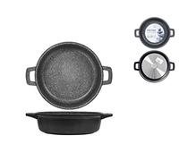 H&H Poêle antiadhésive avec 2 Manches en Pierre 24 cm, Noire