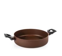 H&H Poêle basse 2 poignées 24 cm Marron Alluminium antiadhésif Pfluon