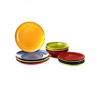 H&H Service d'assiettes colorées 12 pièces - Service d'assiettes pour 4 personnes multicolores - Set d'assiettes fabriquées en Stoneware - Remplissez votre table de couleur