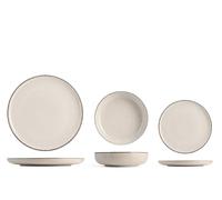 H & H Service de table 12 pièces Pearl Porcelaine Ivoire Service complet pour table élégante - Assiettes et accessoires résistants et fins