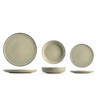 H&H Servizio Tavola 12 Pezzi Pearl Verde In Porcellana