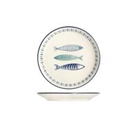 H&H Set 12 Piatti Frutta Sardinas In Stoneware Decorato Cm 19,5