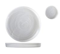 H&H set 6 piatti alabastro in vetro bianco cm28