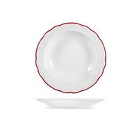 H&H Set 6 piatti fondi Giada con bordo festonato rosso cm 20