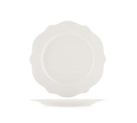 H&H 6 Assiettes Plates Festonnées Blanc En Porcelaine Nouvelle Ivoire 27 Cm