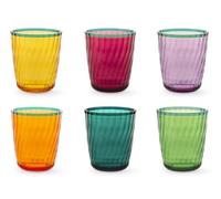 H&H Set de 12 Verres en Acrylique Coloré de 43 cl - Résistants et Pratiques - Lavables en Lave-Vaisselle - Idéals pour Piscine, Fêtes et Extérieur