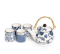 H&h set teiera e 4 tazze seta in porcellana