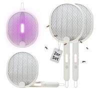 H+H TS 303 Lot de 2 tapettes à mouches électriques | Destructeur d'insectes avec lumière UV | Attrape-insectes et tapette à mouches électrique | Rechargeable avec USB-C | Blanc