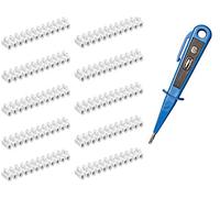 H + H Werkzeug Lot de 10 bornes de lustre + 1 testeur de tension/testeur de phase 45300 VDE (bornier de lustre, borne à vis)