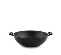 H&H Wok en fonte émaillée 24 cm avec 2 poignées - Compatible avec induction et tous les plateaux de cuisson