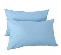 H HANSEL HOME Lot de 2 Taies d'oreiller 45x70cm en 100% Microfibre, Housse d'oreiller avec Fermeture Éclair - Bleu