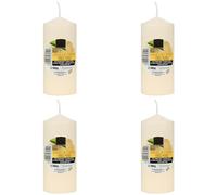 H HANSEL HOME Lot de 4 Bougie Parfumées Crème Vanille, Bougies Beige Parfumées 11x4.7cm, Bougies Piliers Parfumées 25 Heures de Combustion