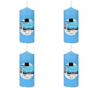 H HANSEL HOME Lot de 4 Bougie Parfumées Fraîcheur Marine, Bougies Bleu Parfumées 11x4.7cm, Bougies Piliers Parfumées 25 Heures de Combustion