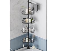 H Hawsam Étagère de Douche sans Coin de perçage, Étagère de Douche télescopique d’Angle avec 4 paniers,Étagère de Salle de Bain télescopique réglable Hauteur pour Domestique de 60cm-305cm