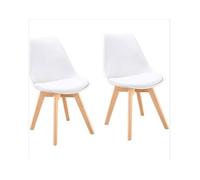 H.J WeDoo Lot de 2 chaises de salle à manger - Blanc - Scandinave