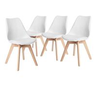 H.J WeDoo Lot de 4 chaises de salle a manger - Blanc - Scandinave