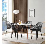 H.J WEDOO - Lot de 4 Chaises de Salle à Manger Scandinaves en Métal - Style Nordique - Design - Noir