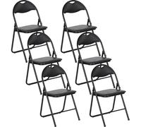 H.J WeDoo Lot de 6 chaises pliantes en métal avec rembourrage - noir - chaise d'appoint avec rembourrage, chaise pliante confortable pour invités, cuisine, camping