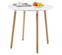 H.J WeDoo Ronde Table de Salle à Manger scandinave Diamètre 80cm Moderne Style Nordique en Bois, Blanc