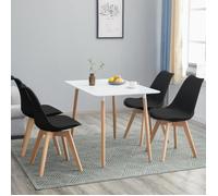 H.J WEDOO Table à Manger Complet de 2 à 4 personnes Blanc et 4 noir chaises Design Scandinave