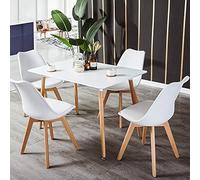 H.J WeDoo Table de Salle à Manger avec 4 Chaises pour Salle à Manger, Cuisine, Séjour, Café (Blanc)