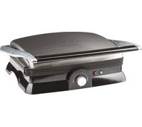 H.Koenig GR20 Gril électrique, gril et appareil à sandwich, 2000 W, température jusqu'à 230º, revêtement antiadhésif, ouverture 180º, acier inoxydable, noir / gris, dimensions 29,7 x 23 cm