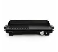 H.Koenig Grill et Plancha Electrique Compact 2 en 1 GRX330 Professionnel, pour Intérieur, Plaque Amovible et compatible lave-vaisselle, Revêtement Antiadhésif, Viande, Poisson, Légumes