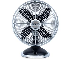H.Koenig JOE50 Black Fan, Retro Vintage Electric Fan, Silent Design, 3 vitesses, fixe et oscillant 90ºC, métal, réglage vertical, pied antidérapant, noir