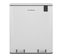 Les Collectors Poubelle à pédale N°918 Capacité 60 L, 2 compartiments 30 L, Résistante, Cuisine, Seaux amovibles, Recyclage, Tri sélectif, Fermeture silencieuse du couvercle, Blanc