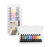 H&P Peinture acrylique fine en tube de 7,5 ml, blister de 12 couleurs assorties