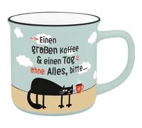 H:PPY life 74522 Tasse avec motif de café, tasse préférée, en porcelaine, avec inscription en allemand 55 vec bande cadeau, pour petit ami, petite amie