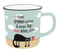 H:PPY life 74525 Tasse XL avec motif de café, tasse préférée, en porcelaine, avec dicton, 55 vec bande cadeau, cadeau pour ami, petite amie