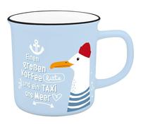 H:PPY life 74527 Gobelet XL, avec motif de mer, en porcelaine, avec inscription en allemand en allemand, 55 vec bande cadeau, cadeau pour ami, petite amie