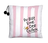 H:)PPY life Die Geschenkewelt 45981 Coussin en Peluche avec Inscription « du Bist Eine der Guten » et Pompons 25 x 25 cm