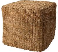 H&S Collection Pouf carré en jonc de mer naturel 40 x 40 x 38 cm