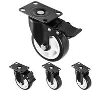 H&S Lot de 4 roulettes ultra-résistantes pivotantes en polyuréthane avec freins pour chariot 100 mm 600 kg