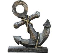H&W Figurine d'ancre,Statue en résine 8.5 "H,Modèle d'Ancre de Bateau Sculpture pour Homme,Statue d'art Ornements pour Maison Bureau Table Bureau(Jaune)