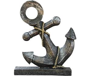 H&W Figurine d'ancre,Statue en résine 8.5 "H,Modèle d'Ancre de Bateau Sculpture pour Homme,Statue d'art Ornements pour Maison Bureau Table Bureau(Jaune)