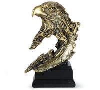H&W Figurines d'aigle chauve doré - L'emblème national des États-Unis - Statue en résine pour décoration de maison/bureau/salon, excellentes figurines de collection, meilleur cadeau pour l'homme, doré