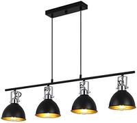 H.W.S lustres eclairage vintage luminaires rétro suspension e27 suspensions d'éclairage industrielle noire pendant hauteur réglable lustre pour salle à manger restaurant café décoration (4 flammes)
