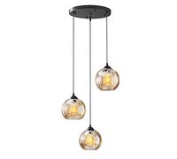 H.W.S Pendentif En Verre Lumière En Cristal Lampe Boule Moderne Lustre Conception Créative Suspendue Hauteur Réglable Décoration Intérieure Suspendue Salon Luminaire (amber, 3 flamming round)