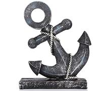 H&W Statue d'Ancre de Bateau 8.5 "H,Sculptures en Résine,Modèle d'Ancre Figurines pour Homme,Statue d'art Ornements pour Maison Bureau Bibliothèque Table Bureau(Bleu)
