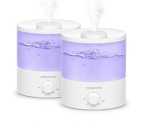 H1-XIT Lot de 2 humidificateurs à brume froide de 2 L, recharge supérieure, nano fine Mist Out Put, aucune fuite pour bébé, chambre à coucher, salon