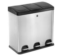 H2405200 - Système de tri des déchets, séparateur en acier inoxydable, 60 litres | Poubelle avec 3 bacs de 20 litres pour un tri des déchets pratique et confortable
